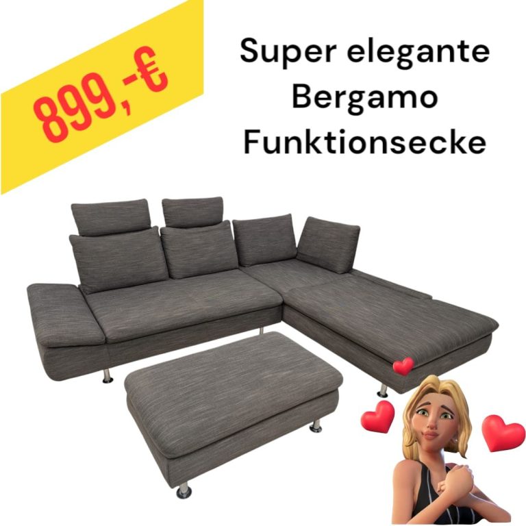 Elegante Bergamo Activineo Funktionssitzgruppe in Grau mit Fußteil, Preis: 1.199 €.