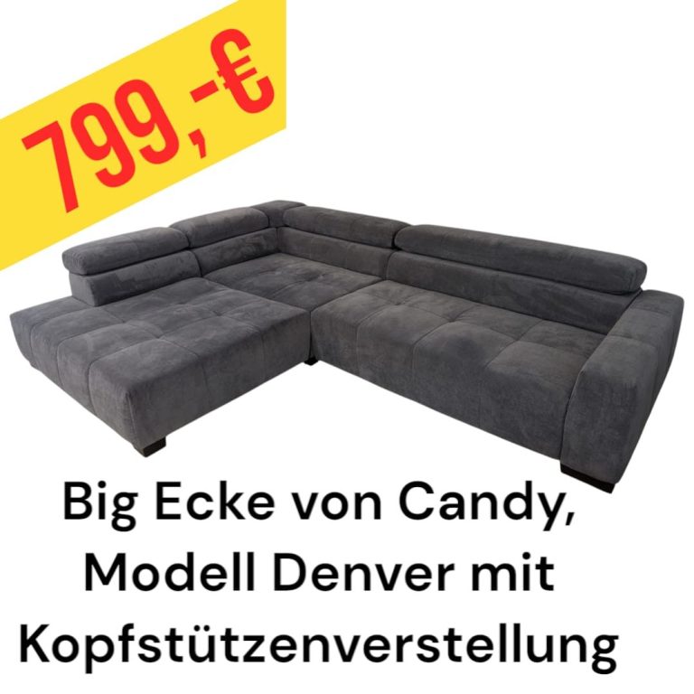 Grauerecke von Candy, Modell Denver, mit verstellbaren Kopfstützen, Preis 990 €.