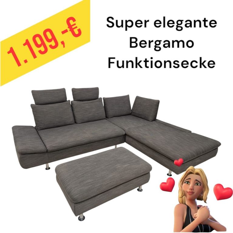 Elegante Bergamo Activineo Funktionssitzgruppe in Grau mit Fußteil, Preis: 1.199 €.
